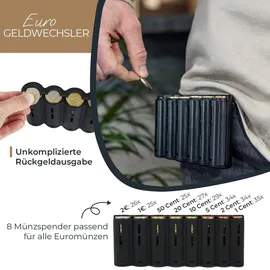 HMF Kellner Geldbörse mit verstellbarem Gürtel, Kellnertasche mit Euro-Geldwechsler und Reißverschlussfach 20,5 x 10 x 6,5 cm Schwarz