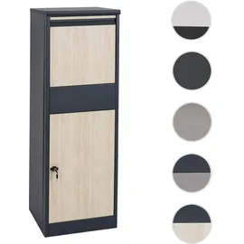 Mendler Paketkasten HWC-G80, Paketbox Standbriefkasten Paketbriefkasten Größe XL ~ verzinkt anthrazit, Holzoptik hell