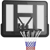 sportnow Basketballkorb mit Rückwand für Outdoor & Indoor, Basketballbrett mit Ø45 cm Stahlkorb und Netz, Wandmontage, Basketball Board für Erwachsene, Schwarz