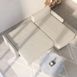 moeblo Eckcouch Cord 2-Sitzer Grau