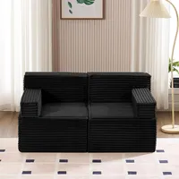 HOMYEDAMIC 2-Sitzer Cord-Sofa, Gepolstert mit Armlehnen, für Wohnzimmer und Schlafzimmer