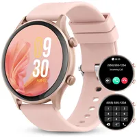 WalkerFit Smartwatch Damen mit Telefonfunktion: 1.39“ Armbanduhr rund, Wasserdicht sportuhr mit Schrittzähler Schlafmonitor SpO2 120+ Sportmodi, Smart Watch fur Android iOS