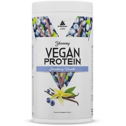 PEAK Yummy Vegan Protein - 450g - Geschmack Blueberry Vanilla I 15 Portionen I Proteinquellen: Kürbis, Favabohne, Erbse, Mandel, Hanf I frei von Gentechnik I glutenfrei 450 g
