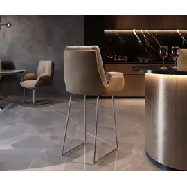 DeLife Barstuhl Clea-Flex Materialmix Schlamm Kufengestell Edelstahl, Barstühle