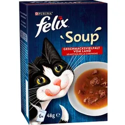felix® Katzen-Nassfutter Soup Geschmacksvielfalt vom Land 6x 48,0 g