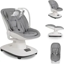 Cangaroo Babywippe Hera elektrisch, Musik, Moskitonetz, 360-Grad-Drehung, Timer hellgrau - Silber/Grau