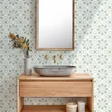 Fliesenaufkleber Salbei Grün Klebefliesen Wasserdicht Fliesenaufkleber Bad Fliesenaufkleber Küche Fliesenfolie Mosaikfliesen für Schrank Möbel Küchenrückwand Folie 10 Stück/15x15cm