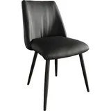 DELIFE Polsterstuhl Elso-Flex, 4-Fuß konisch Schwarz Echt-Leder Schwarz Taschenfederkern schwarz 49 cm x 87 cm x 62 cm