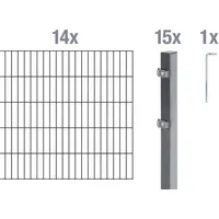 GAH Alberts Alberts Komplettset Doppelstabmattenzaun Anthrazit, 2 m Matten, Höhe 80 - 200 cm, Länge 4 - 30 m