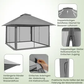 Costway Faltpavillon 4 x 4 m inkl. 4 Seitenteile Grau