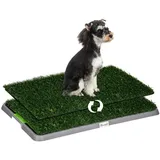 PawHut Hundetoilette mit 2 Grasmatten für Töpfchentraining