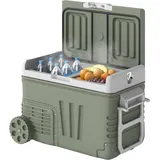 33 Liter Kompressor Kühlbox Elektrische Kühlbox Mit Led Rolle Kühlfunktion Leise Gefrierbox Thermobox Mini Kühlschrank 12/230 Volt Für Auto Steckdose Lkw Camping Boot Grün