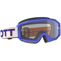 Scott Split OTG blau/weiße Motocross Brille, transparent