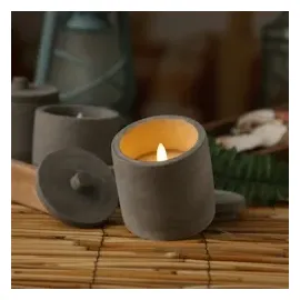 MARELIDA LED Kerzen im Topf 10 cm grau 3 St.