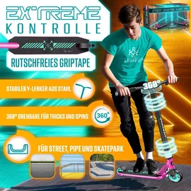 Kesser KESSER® Stunt Scooter X-Limit-Pro 360° Lenkung Funscooter Stuntscooter mit Ständer ABEC 9 Kugellagern, 110 mm PolyurethanRäder , Kickscooter Tretroller Cityroller Trick Roller für Kinder Erwachsene
