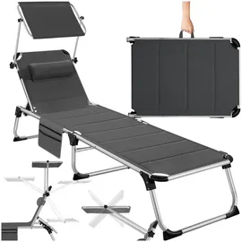 Tectake Sonnenliege 200 x 61 x 115 cm Grau