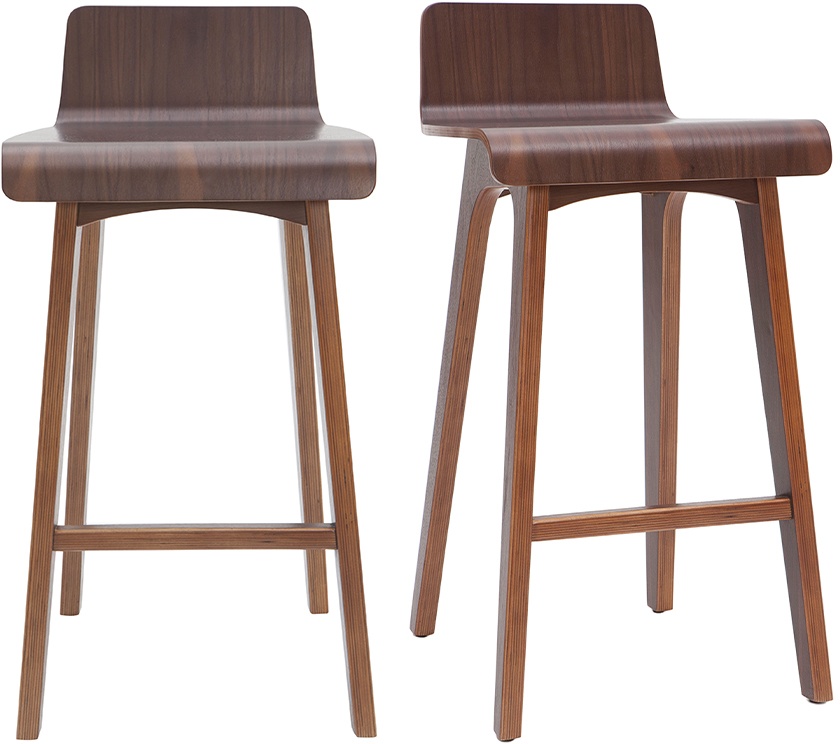 Tabourets de bar scandinaves noyer H65 cm (lot de 2) BALTIK