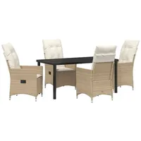 VidaXL 5-teiliges Garten-Dining-Set mit Kissen Beige Poly-Rattan