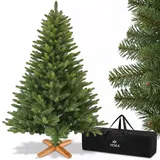 veska Premium Weihnachtsbaum künstlich 180cm - mit Holzständer, Nordmanntanne, Künstlicher Tannenbaum, Naturgetreu, dichte Zweige ohne LED - Grün