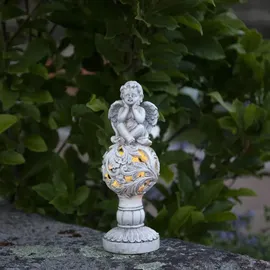 StarTrading LED Solar Gartenfigur Engel grau H: 27cm 6 Stunden Leuchtdauer