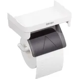Famanu Toilettenpapierhalter ohne Bohren mit Ablage - Weiß/Grau