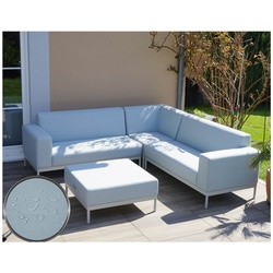 Alu-Garten-Garnitur MCW-C47, Sofa, Outdoor Stoff/Textil ~ blau ohne Ablage, ohne Kissen