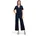 Damen mit Bindegürtel Damen Gr 46 Normalgrößen blau dunkelblau Obermaterial 95 Polyester 05 Elasthan loose fit Wasserfallausschnitt Overalls Design