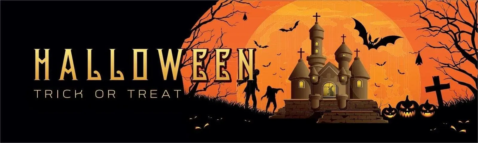 Preisvergleich Produktbild EUROPALMS Halloween Banner, Geisterhaus, 300x90cm