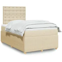vidaXL Boxspringbett mit Matratze Creme 120x200 cm Stoff
