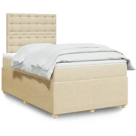 vidaXL Boxspringbett mit Matratze Creme 120x200 cm Stoff