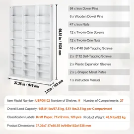 Vevor CD-Regal 9-lagig für 756 CDs Weiß