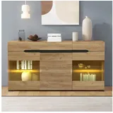 BlingBin Sideboard Beistelltisch Schrank Modern Wohnzimmer Anrichte (Buffetschrank, 1 St., Wohnzimmermöbel 140 × 35 × 80 cm), 3 Türen 3 Schubladen Moderne Kommode mit viel Stauraum für Wohnbereich