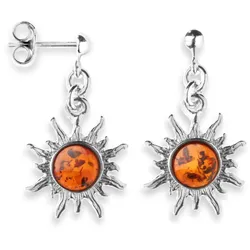 Paar Ohrhänger OSTSEE-SCHMUCK "Ostsee-Schmuck Ohrhänger Sonne 14 mm Ohrhänger Sonne 14 mm", weiß, Ohrringe, Damen, 26 x 14mm, Silber 925 (Sterlingsilber)