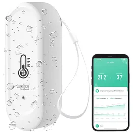 Luminea Home Control WLAN-Außen- und Innen-Temperatur- und Luftfeuchtigkeitssensor, IP65