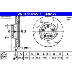 Bremsscheibe ATE 24.0136-0127.1 für Porsche Panamera