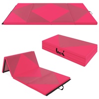 GOPLUS Turnmatte klappbar, 240×117×5cm Weichbodenmatte mit 2 Tragegriffen & Klettverschlüssen, Gymnastikmatte für Gymnastik, Yoga & Spielen, Sportmatte Fitnessmatte für zuhause (Rot)