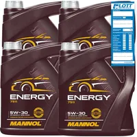 4x 4L Mannol Energy 5W-30 Motorenöl passend für VW 502.00 505.00 MB 229.3 ACEA B3/B4 API SN