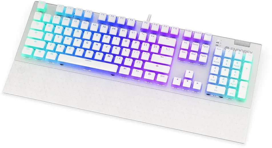 ENDORFY Omnis Pudding, Mechanische Tastatur, Full Size, Kailh Brown, US-Layout, Weiß, mit Handballenauflage | EY5A035