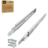 SOTOOLS 2 Paar kugelgelagerte Schubladenschienen mit PUSH-TO-OPEN 450 mm – Vollauszug aus Stahl – 45 kg Tragkraft – Schubladen & Möbel Schubladenauszug 450 mm – Werkstatt Küchenschränke Schrankauszug
