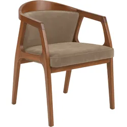 Nova | Bistro Holz Stuhl | Samt | Taupe