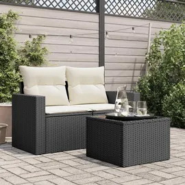 vidaXL Gartentisch mit Glasplatte 72,7 x 57,6 x 37 cm Schwarz