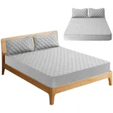 LUPATDY Matratzenschoner 180X200, wasserdichte Spannbettlaken, Rundumbezug Atmungsaktives Schutz überwurf, wasserdichte Matratzenauflage für Einzelbetten,Grau