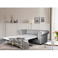Home Affaire 3-Sitzer HOME AFFAIRE "CHARENTE, optionale Schlafsofa, Chesterfield-Sofa, Bettfunktion", grau (hellgrau), B:198cm H:74cm T:89cm, 100% Polyester, Sofas, mit edler Knopfheftung und typischen Armlehnen, B/T/H 198/89/74 cm