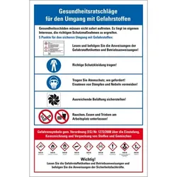 König Werbeanlagen Dreifke® Schild I Aushang Gesundheitsrat...Umgang mit Gefahrstoffen, CLP/GLS, Kunststoff, 400x600mm