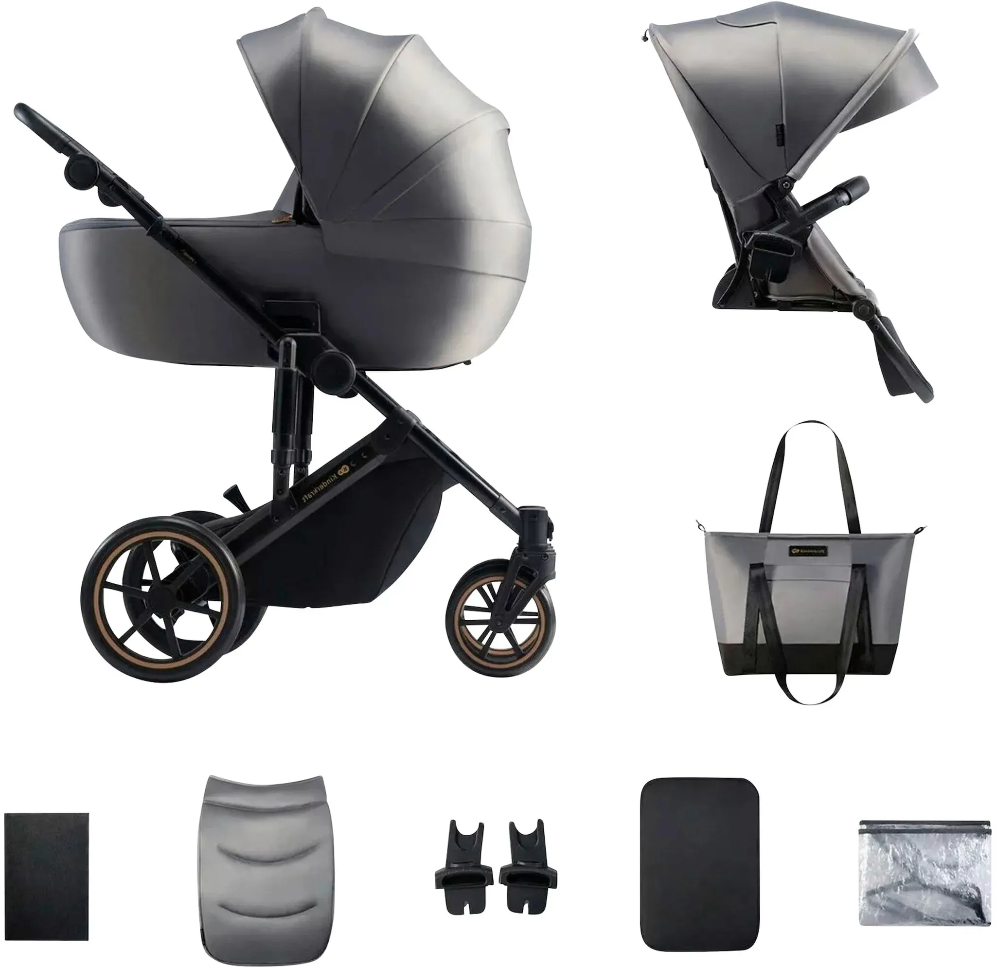 Kinderkraft Kombikinderwagen PRIME 2 inkl. Wickeltasche, grau