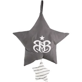 roba Spieluhr 'Rock Star Baby 3', Einschlafhilfe, Textil-Stern waschbar, Babyzimmer Deko grau / weiß