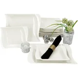 Mambocat 12tlg Tafelservice Ivory Porzellan 6 Personen Speiseteller Suppenteller 300ml
