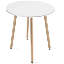 home collective Esszimmertisch Runder weißer Esstisch mit Beinen aus Naturbuche, 60 cm Durchmesser - Modernes und ergonomisches Design für Küche, Esszimmer, Wohnzimmer - Weiß