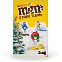 M&M's Adventskalender, 3D Pop-Up Weihnachtskalender mit 24 Weihnachtsüberraschungen, Enthält die M&M's Klassiker Peanut, Chocolate und Crispy, Ideal zum Verschenken, Inhalt: 346 g
