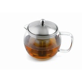 Weis Teekanne Edelstahl/Borosilikatglas Silber mit Teefilter 1L, Maße: 17,5cm x 13,7cm x 14,4cm, 17050